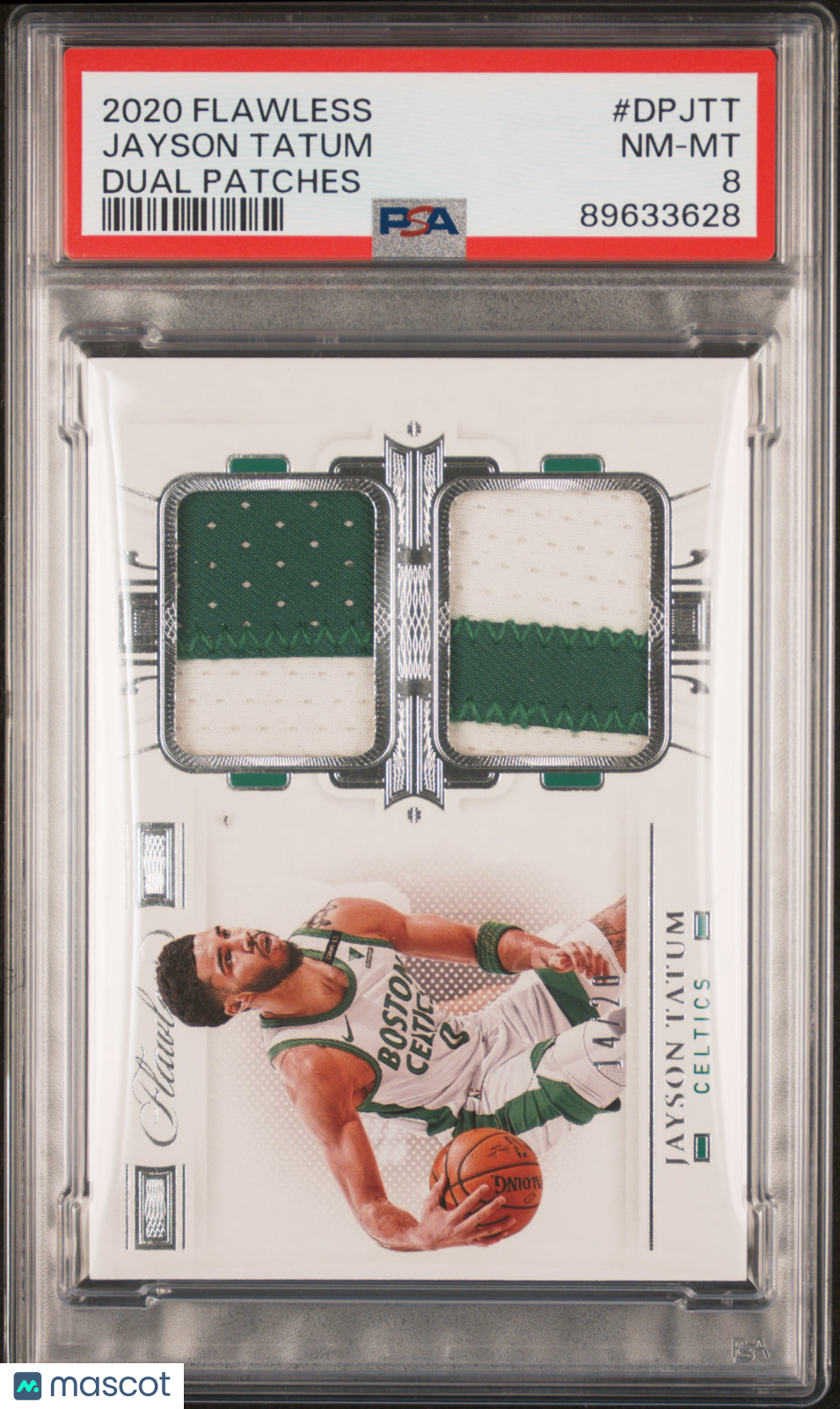 2020 Panini Flawless Dual Patches Jayson Tatum #DP-JTT PSA 8 