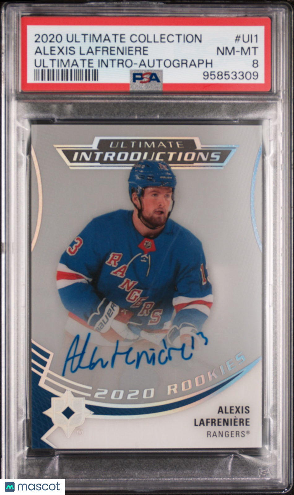 2020 UD Ultimate Collection PSA 8 Alexis Lafreniere Ultimate Intro. Rookie Auto