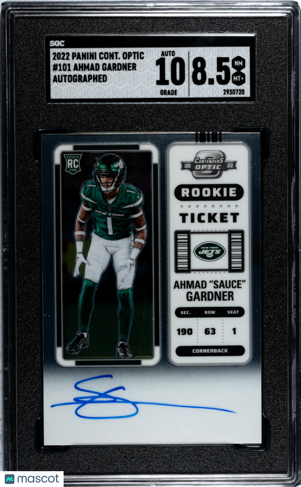 2022 Panini Contenders Optic Ahmad Gardner Rookie Ticket Auto SGC 8.5 