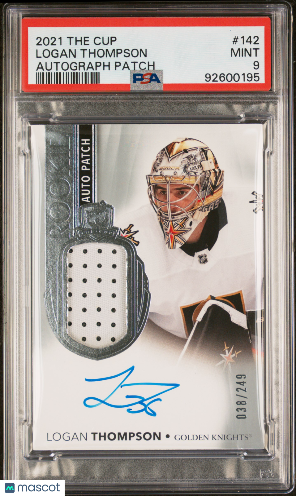 2021 Upper Deck The Cup PSA 9 Logan Thompson Rookie Patch Autograph 038/249