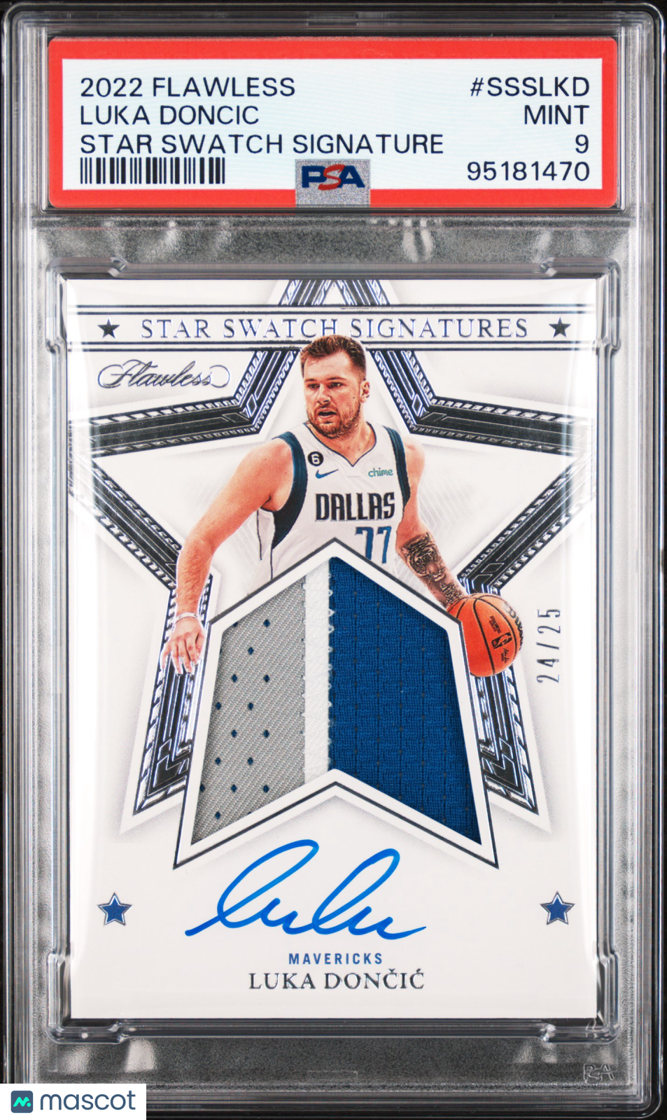 2022 Panini Flawless Star Swatch Signatures Luka Doncic PSA 9 24/25 #SSS-LKD 