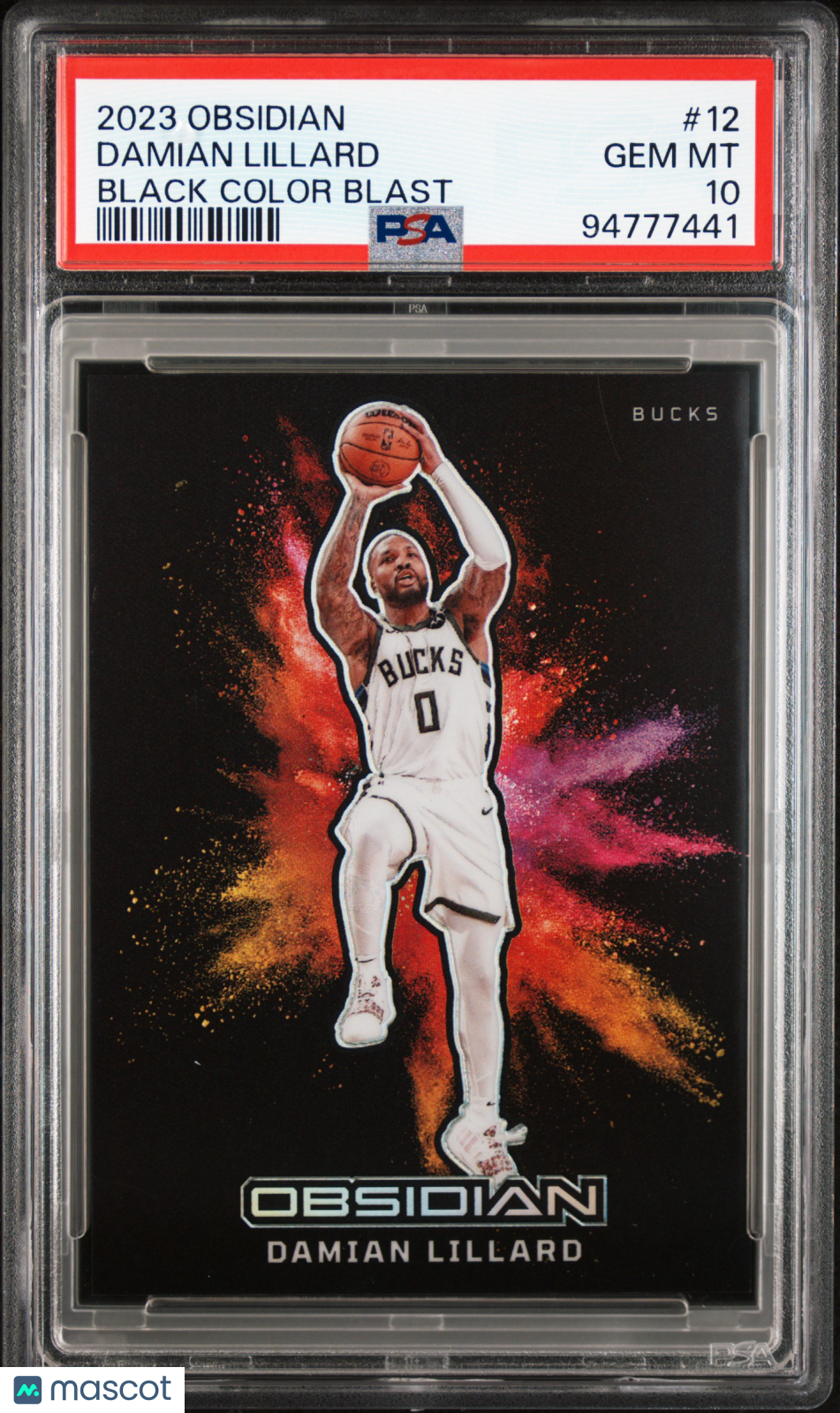 2023 Panini Obsidian Black Color Blast Damian Lillard #12 PSA 10 