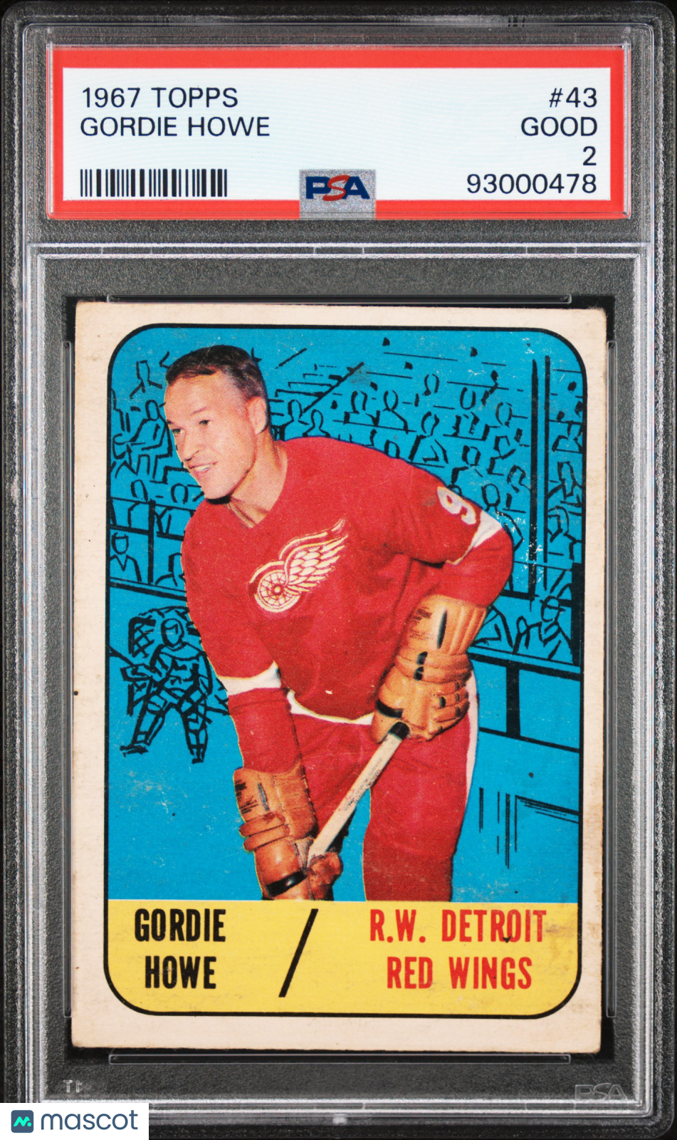 1967 Topps Hockey Gordie Howe #43 PSA 2