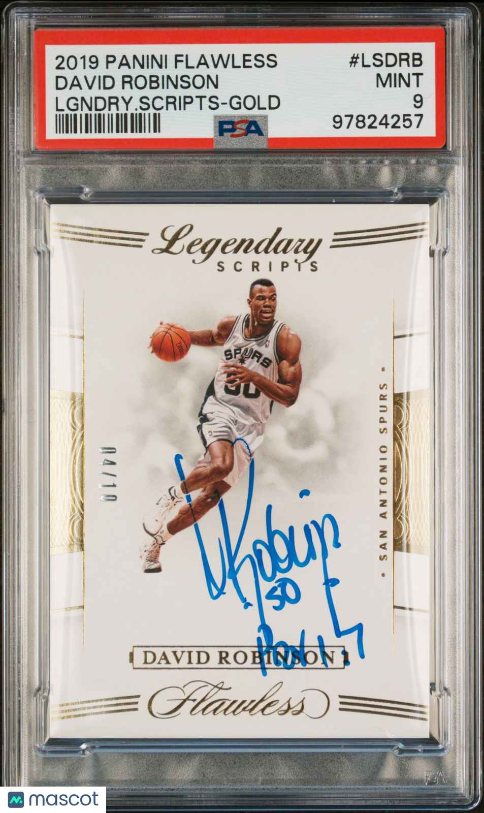 2019 Panini Flawless Legendary Scripts David Robinson Auto Gold PSA 9 /10 