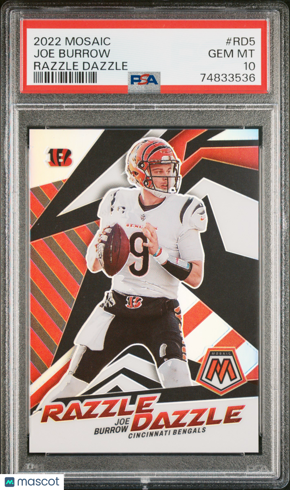 2022 Panini Mosaic Razzle Dazzle Joe Burrow #RD5 PSA 10