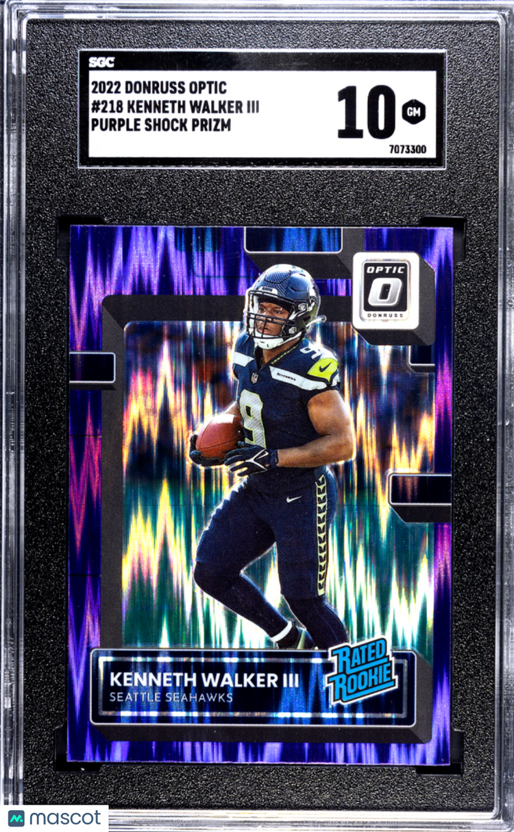 2022 Donruss Optic Kenneth Walker III Purple Shock Rated Rookie SGC 10 