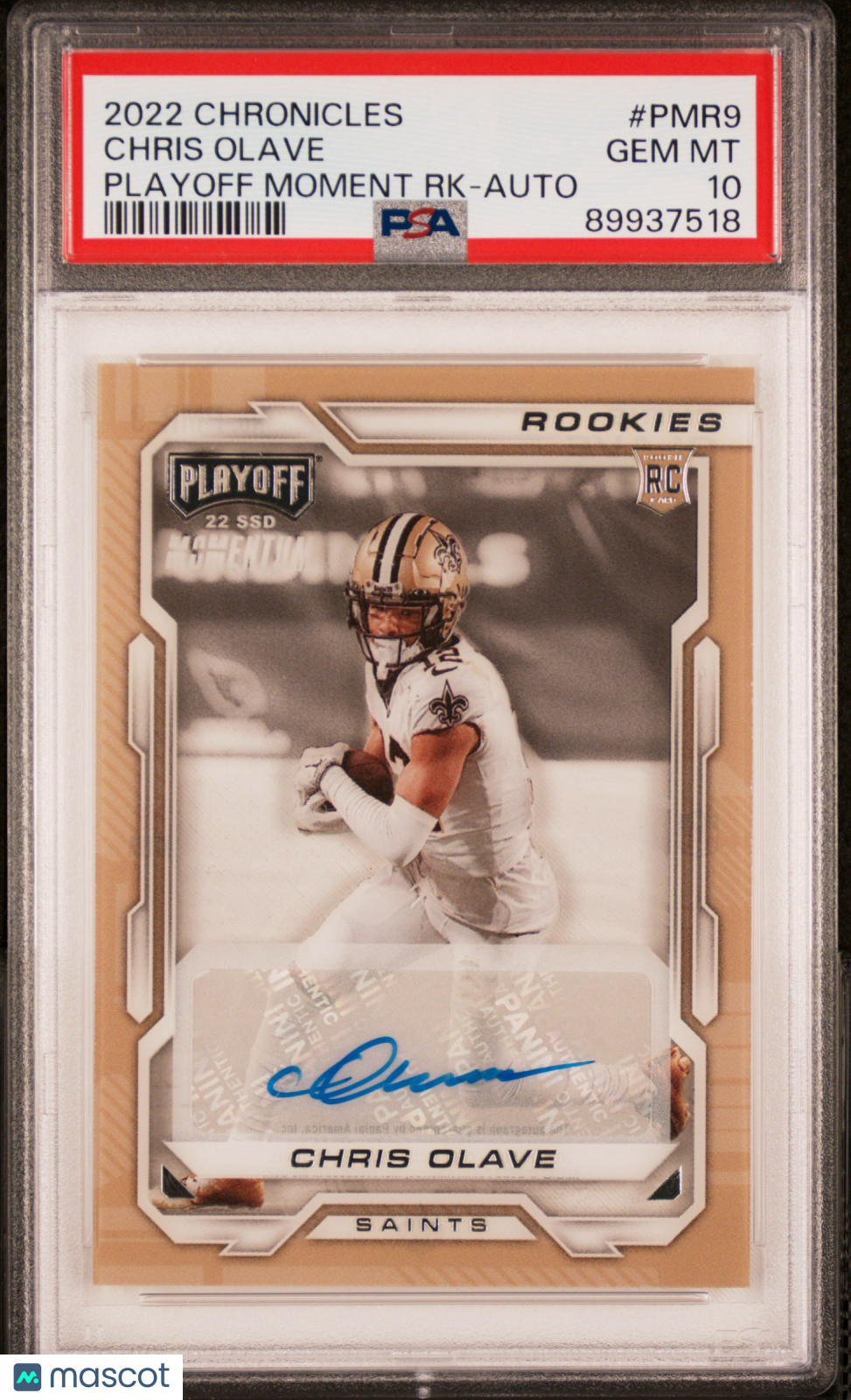 2022 Panini Chronicles Playoff Momentum Chris Olave RC Clear Auto PSA 10 