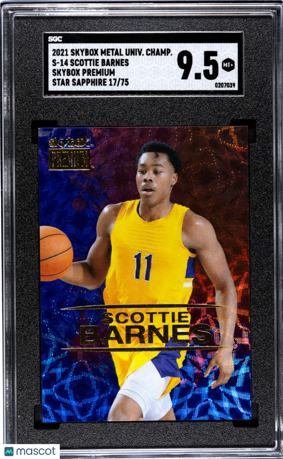 2021 Skybox Metal Univ. Champions Scottie Barnes Star Sapphire SGC 9.5 17/75 