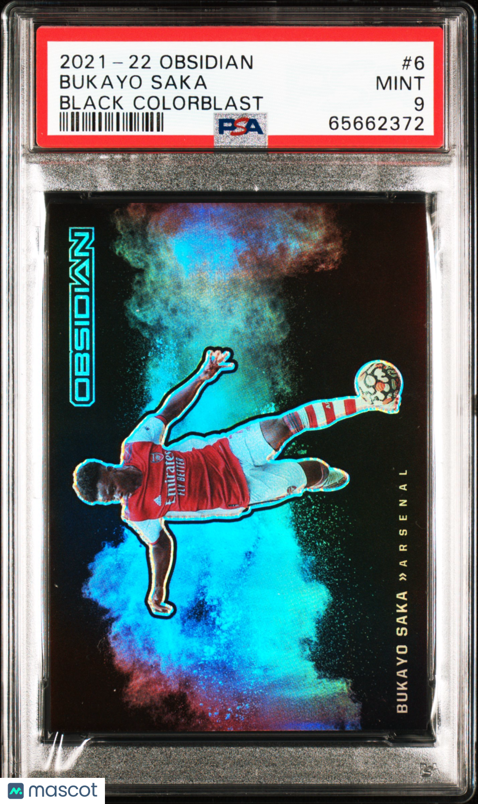 2021 Panini Obsidian Black Color Blast Bukayo Saka #6 PSA 9 