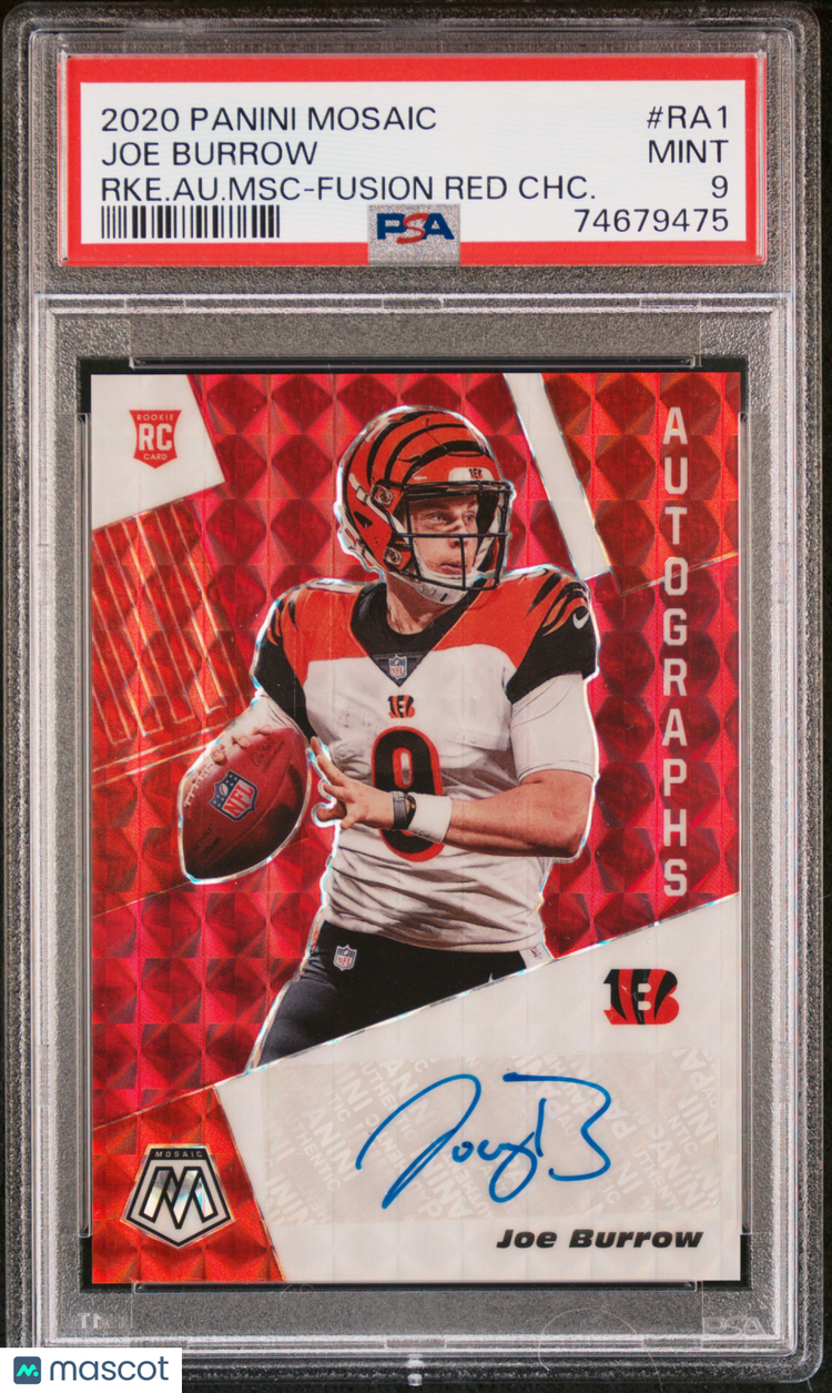 2020 Panini Mosaic Football Rookie Auto Fusion Red Choice Joe Burrow   PSA 9 