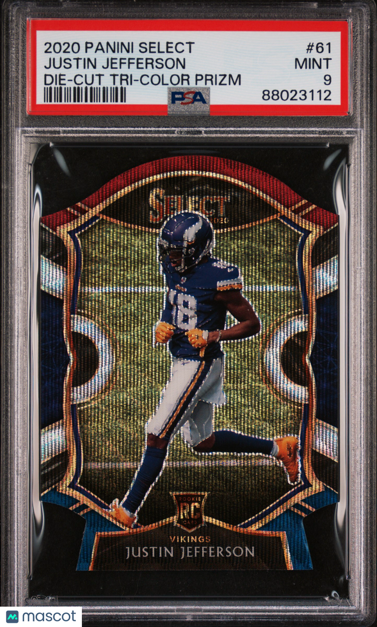 2020 Panini Select Football PSA 9 Justin Jefferson RC Die-Cut Tri Color Prizm 