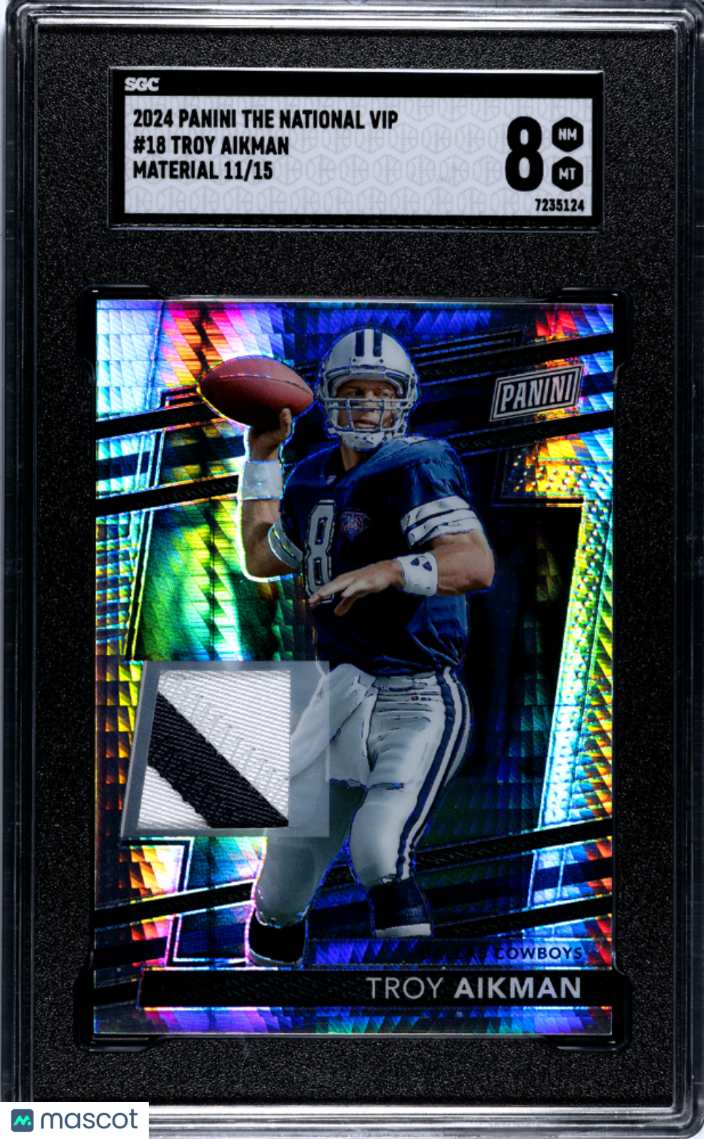 2024 Panini The National VIP SGC 8 Troy Aikman Material Mojo Prizm 11/15 #18 