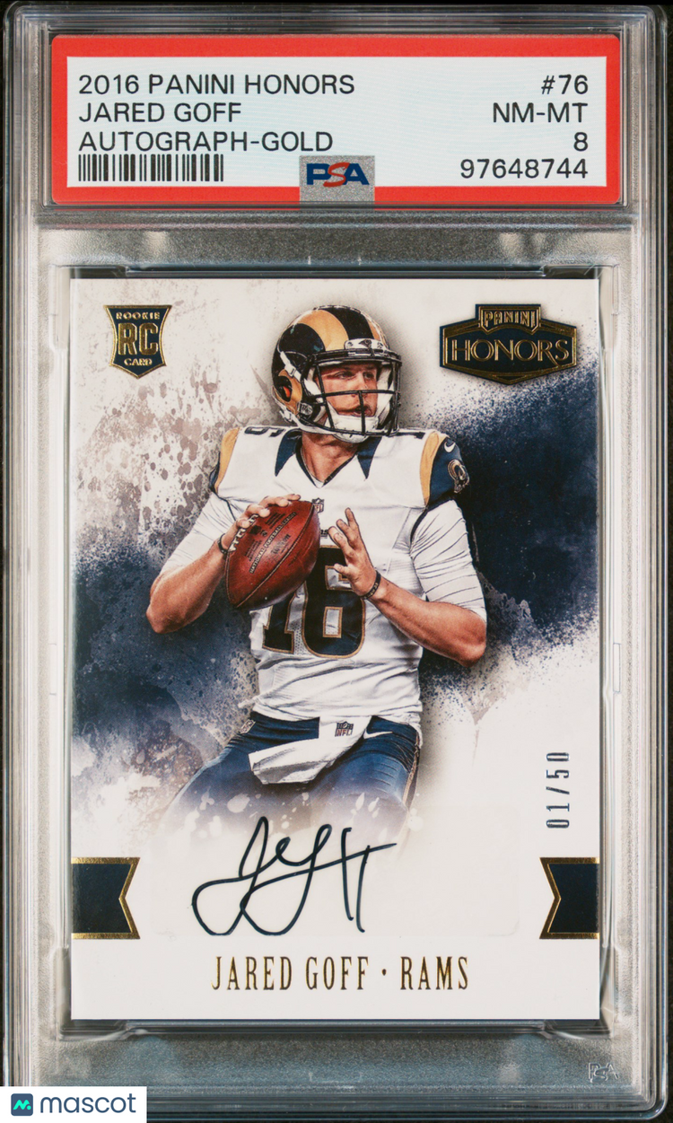 2016 Panini Honors Jared Goff RC Auto Gold PSA 8 01/50 #76 