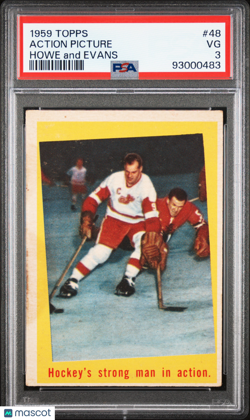 1959 Topps Hockey Action Picture Howe/Evans #48 Psa 3 1