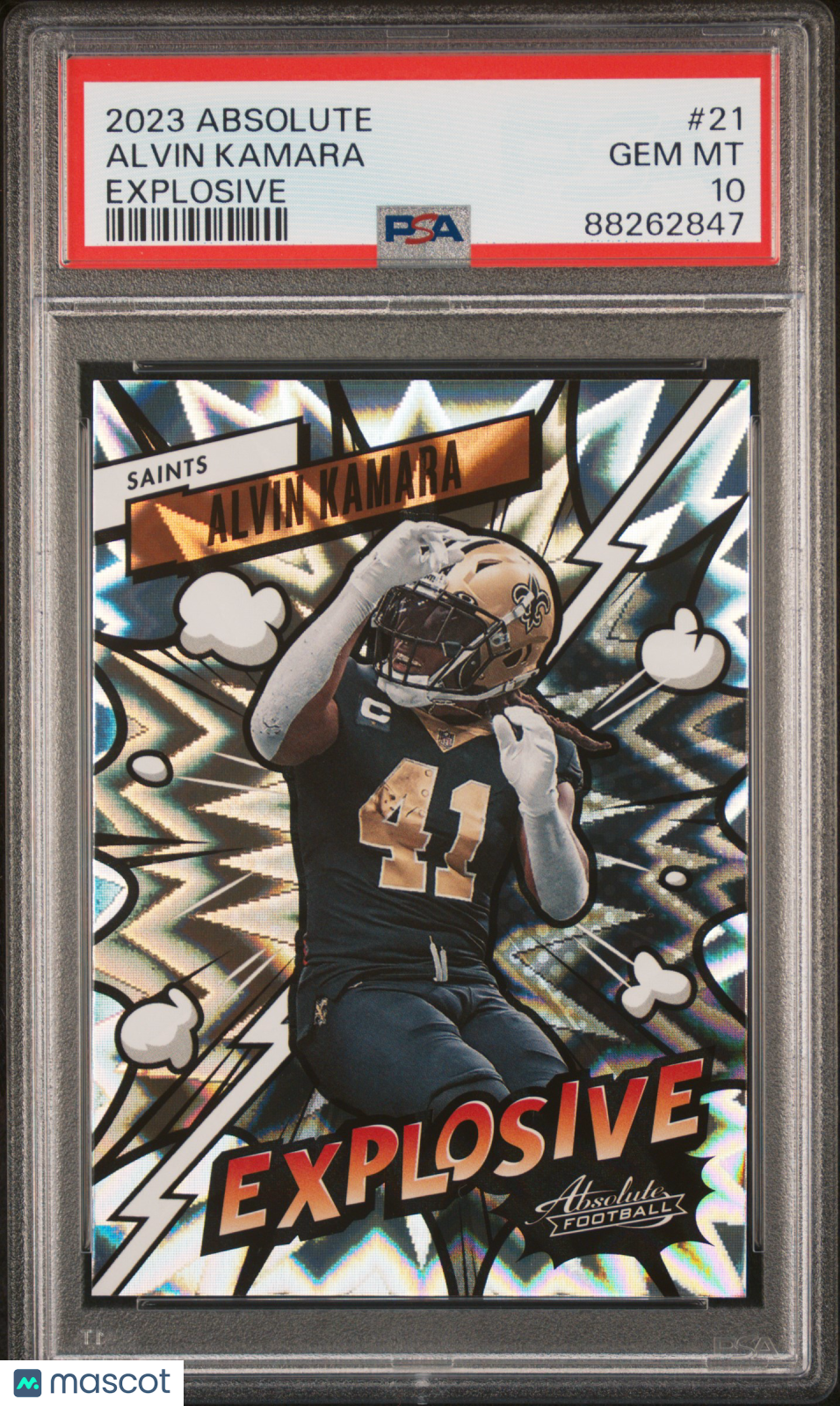 2023 Panini Absolute Football Explosive Alvin Kamara #21 PSA 10 