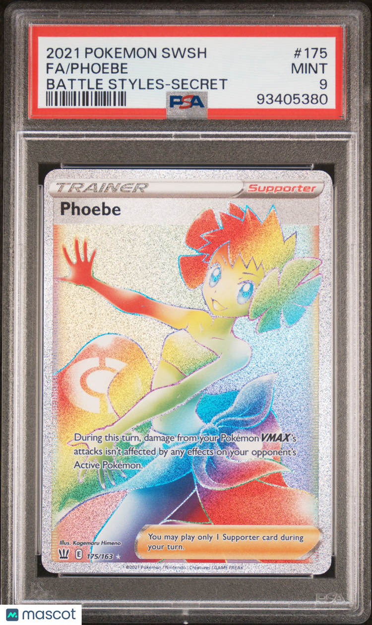 2021 Pokémon Swsh Battle Styles Psa 9 Fa/Phoebe  Rainbow #175 1