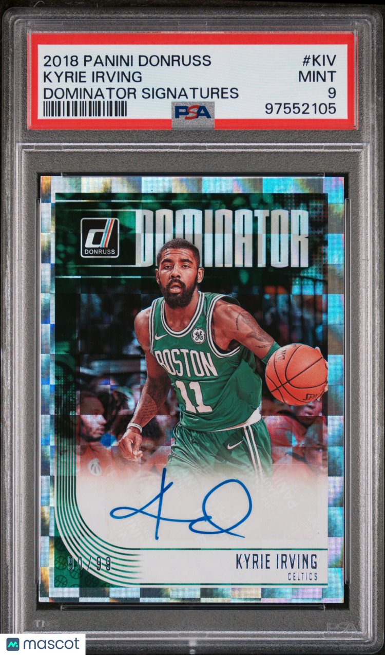 2018 Panini Donruss Dominator Signatures Kyrie Irving PSA 9 90/99 #DS-KIV 