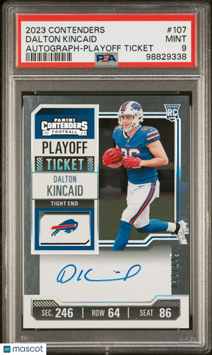 2023 Panini Contenders Football Dalton Kincaid RC Playoff Ticket Auto PSA 9 /149 