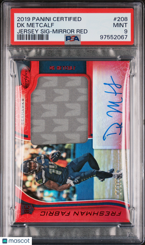 2019 Panini Certified Football DK Metcalf RC Jersey Auto Mirror Red PSA 9 /199 