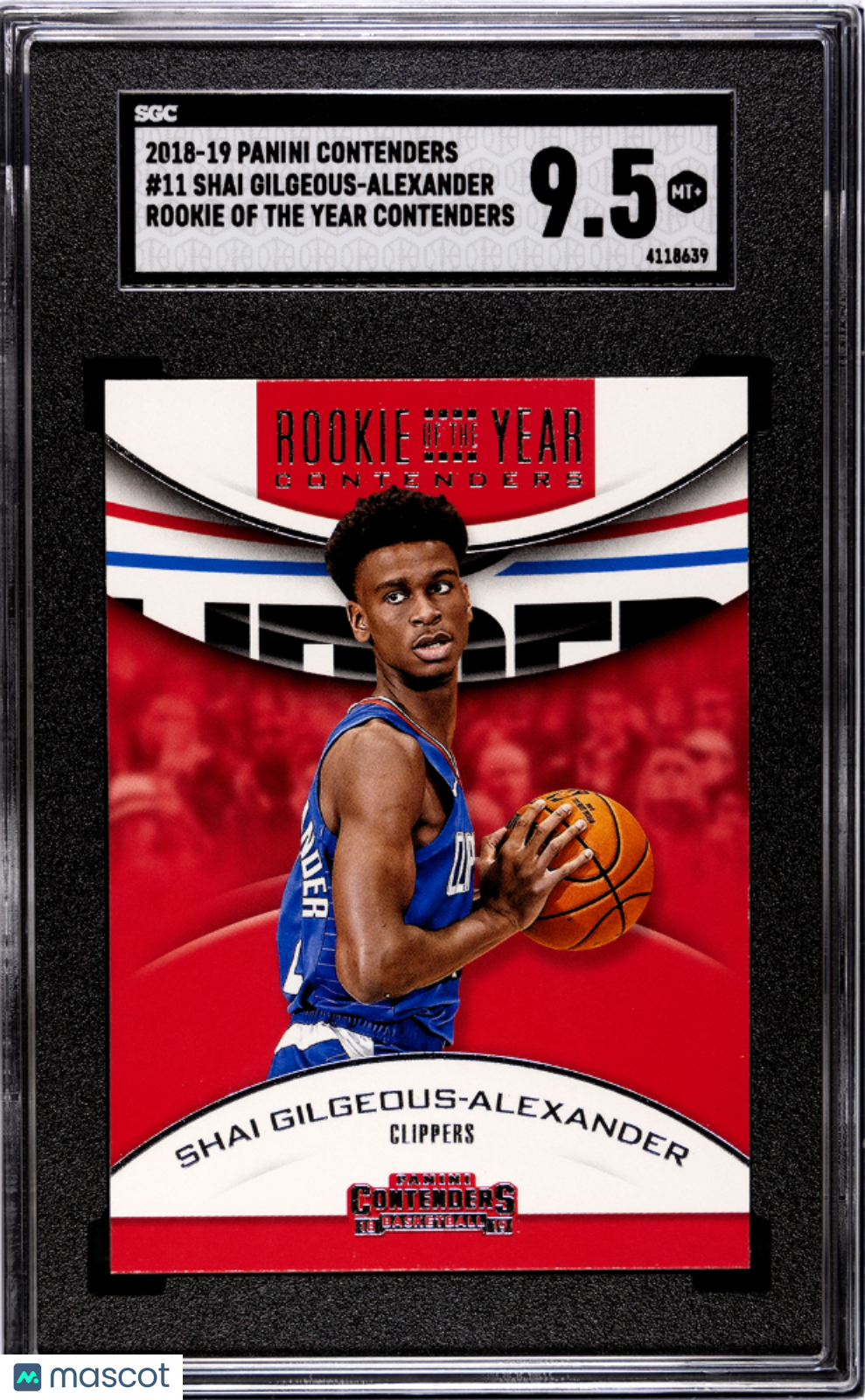 2018-19 Panini Contenders Shai Gilgeous-Alexander Rookie Of The Year SGC 9.5 