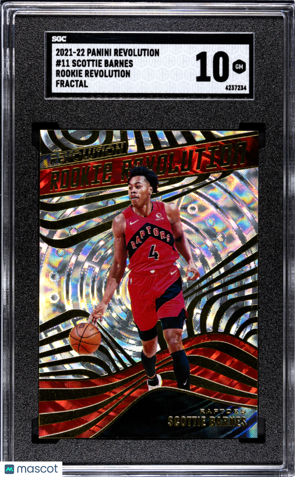 2021-22 Panini Revolution Scottie Barnes Rookie Revolution Fractal SGC 10 #11 