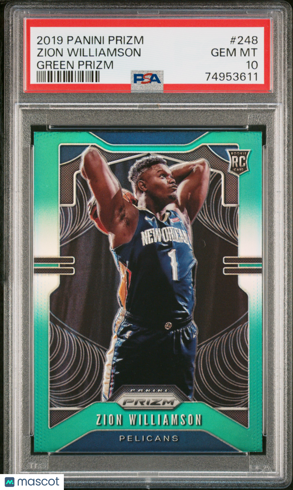 2019 Panini Prizm Basketball Zion Williamson RC Green Prizm PSA 10 #248 