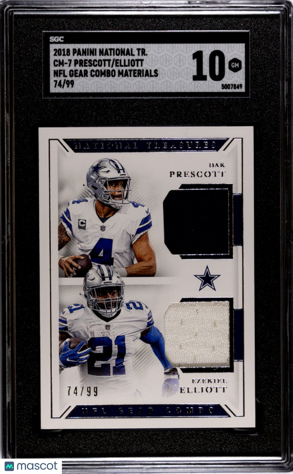 2018 National Treasures Elliott/D. Prescott NFL Gear Combo Materials SGC 10 /99