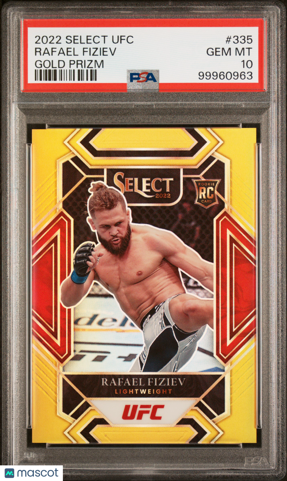 2022 Panini Select UFC Rafael Fiziev RC Rookie Gold Prizm PSA 10 /10 