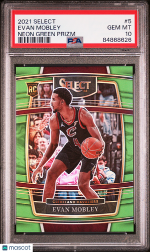 2021 Panini Select Basketball Evan Mobley RC Neon Green Prizm PSA 10 29/75 #5 