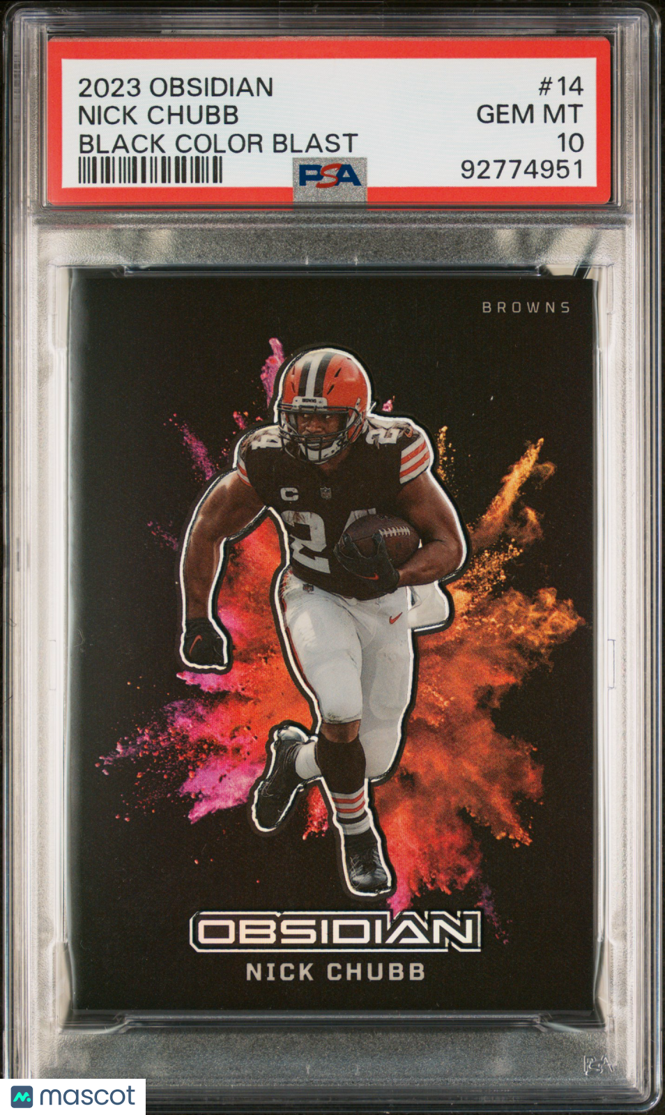 2023 Panini Obsidian Black Color Blast Nick Chubb #14 PSA 10 