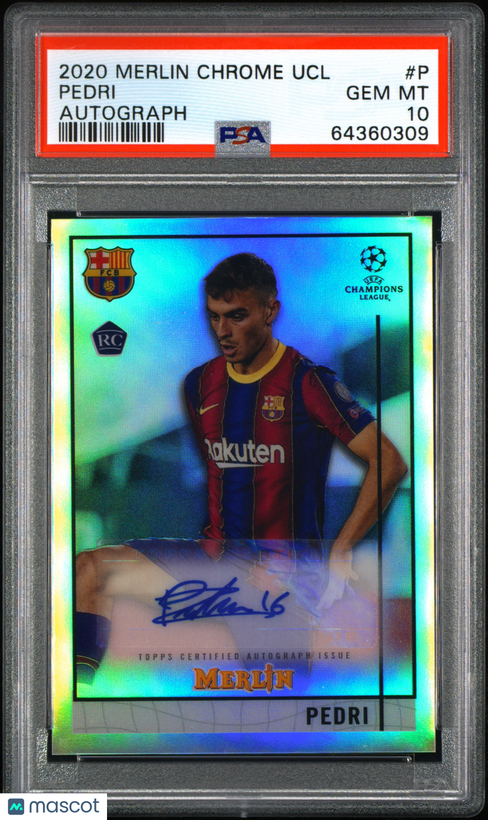 2020 Topps Merlin Chrome UEFA Champions League Autographs Pedri RC PSA 10 