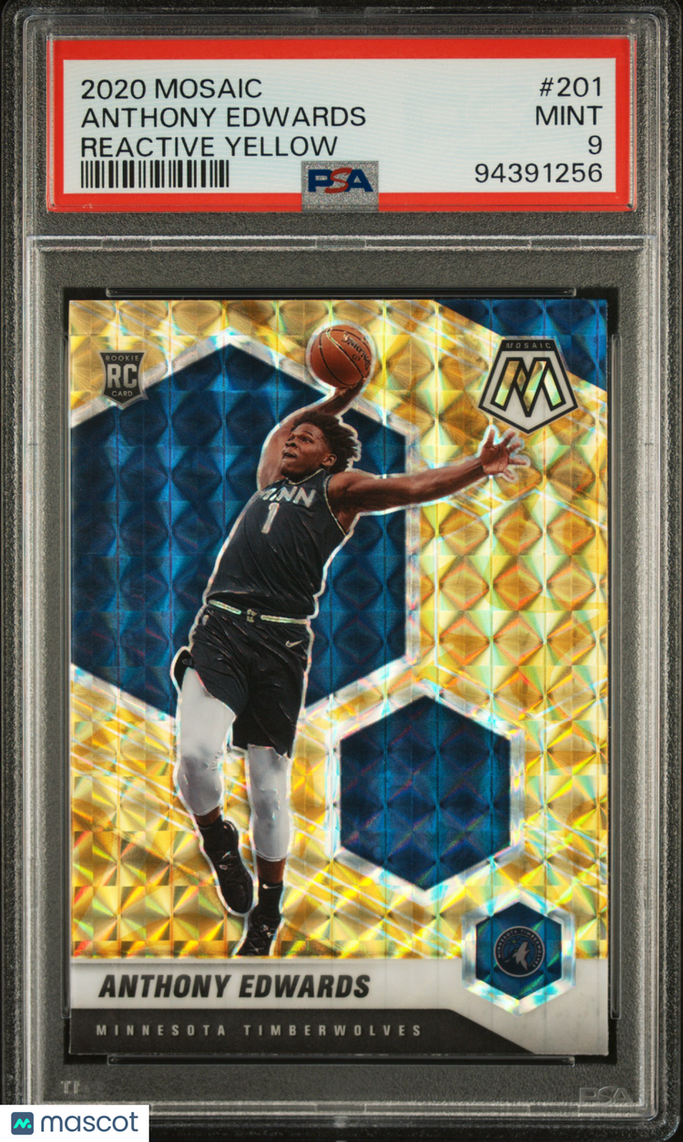 2020 Panini Mosaic Anthony Edwards RC Reactive Yellow PSA 9 #201 