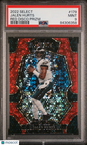 2022 Panini Select Football Jalen Hurts Red Disco Prizm PSA 9 /49 #179 