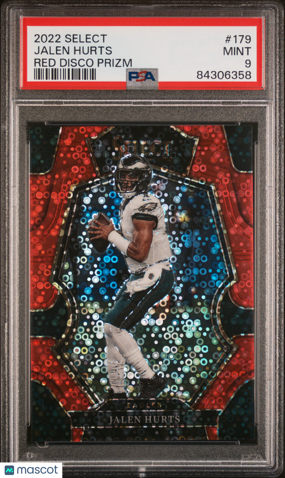 2022 Panini Select Football Jalen Hurts Red Disco Prizm PSA 9 /49 #179 