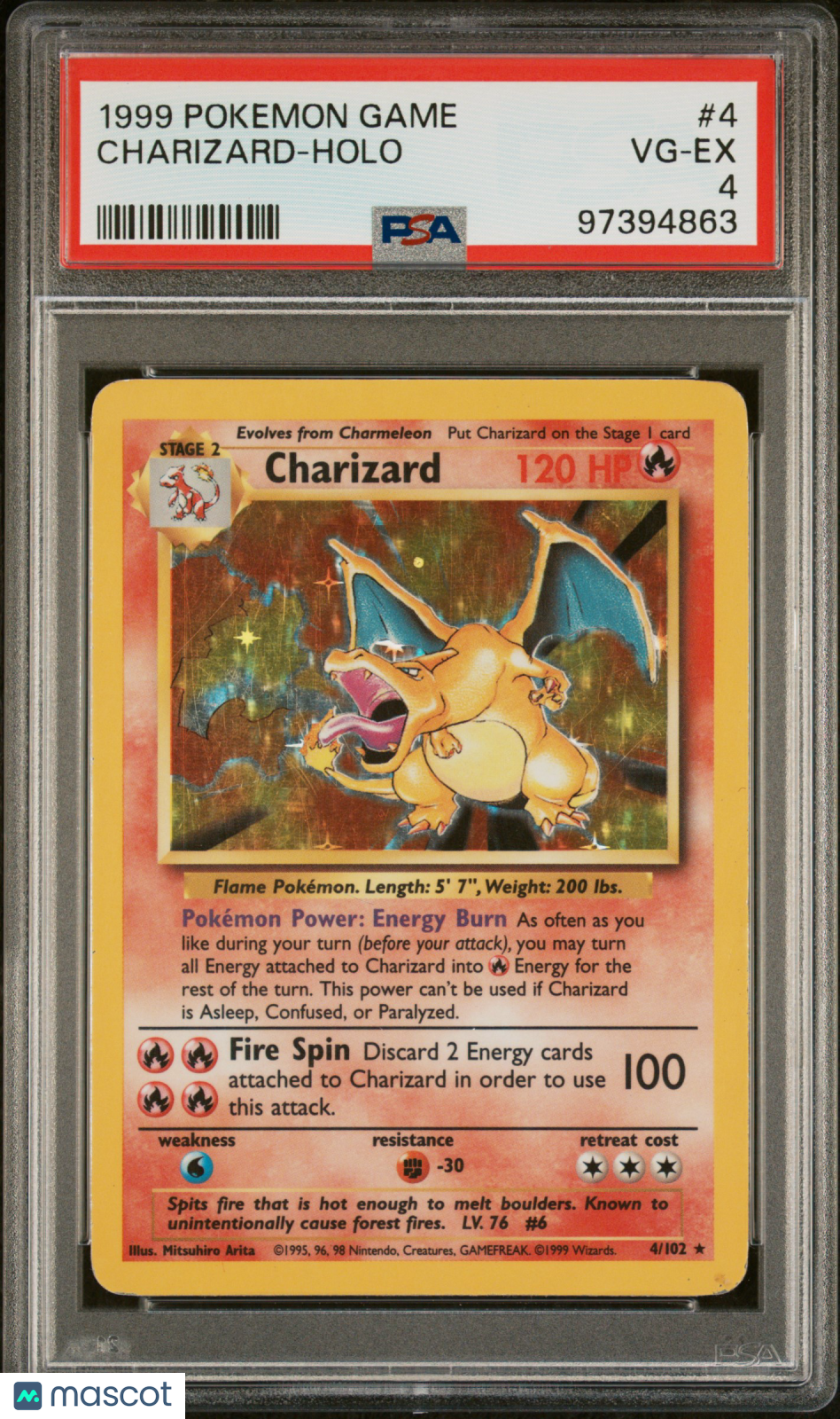 1999 Pokémon Game PSA 4 Charizard Holo #4