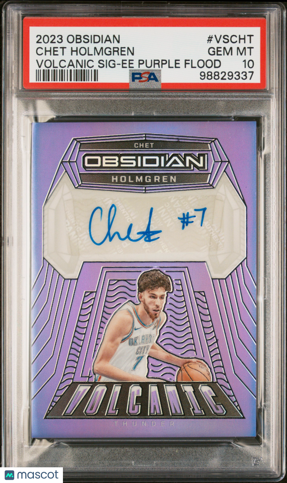 2023 Panini Obsidian Volcanic Signatures Chet Holmgren PSA 10 Purple Flood /49 