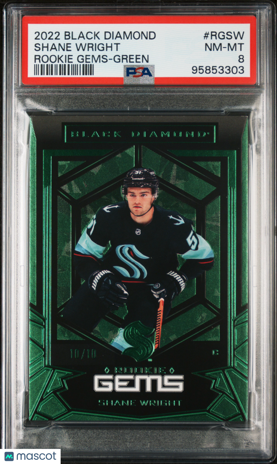 2022 UD Black Diamond Hockey PSA 8 Shane Wright Rookie Gems Green 10/10 #RG-SW