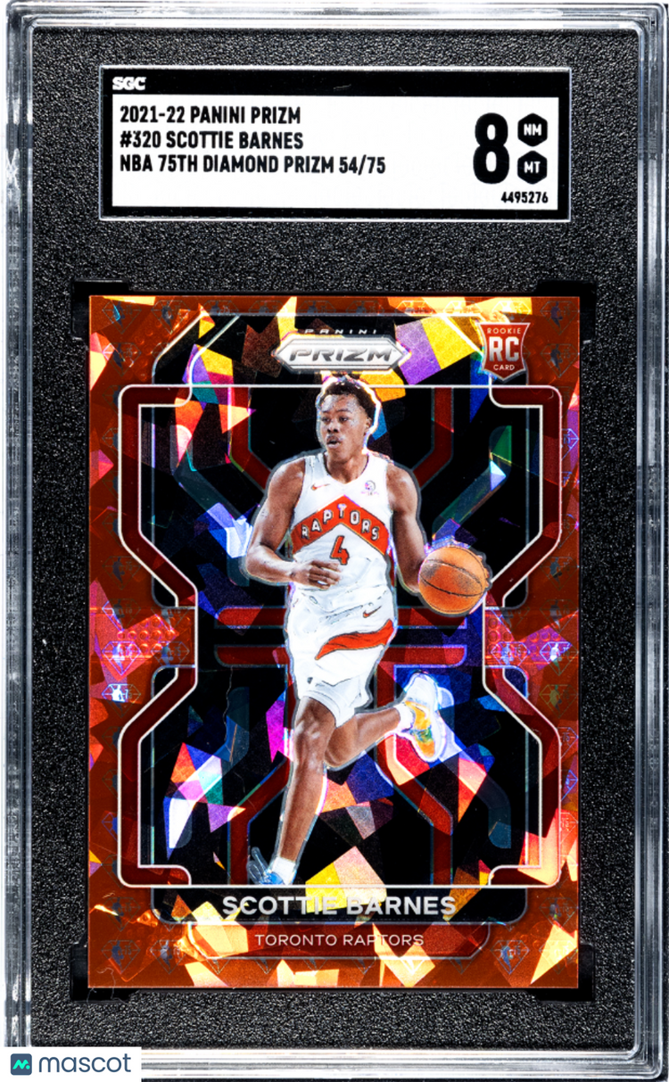 2021-22 Prizm Basketball Scottie Barnes RC NBA 75th Diamond Prizm SGC 8 54/75 