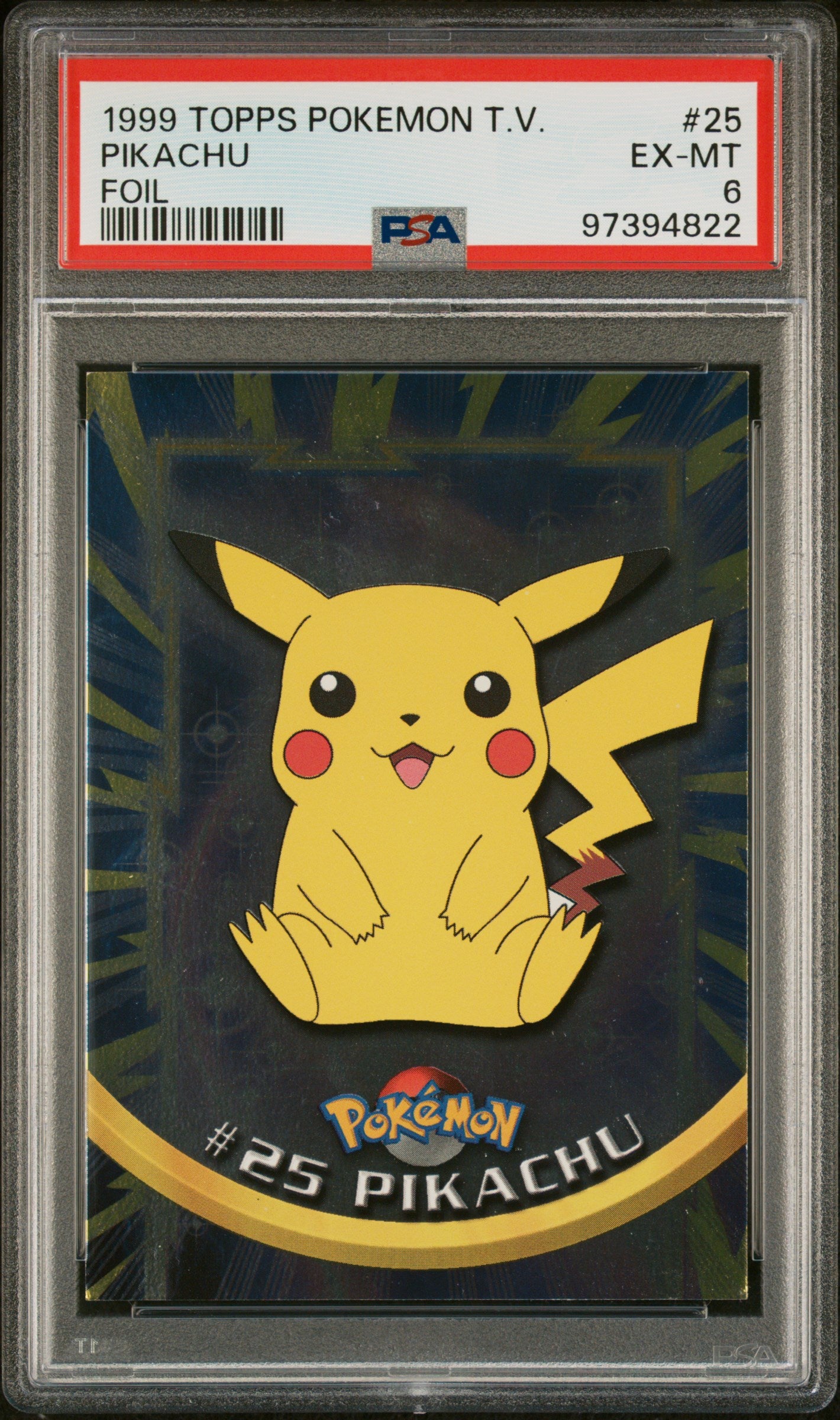 1999 Topps Pokemon Tv Pikachu Foil #25 Psa 6 1