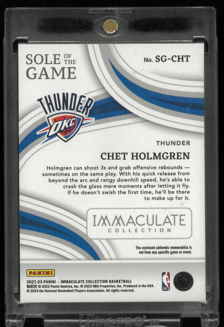 2022-23 Panini Immaculate Basketball Chet Holmgren RC Sole Of The Game 25/25 #SG-CHT 