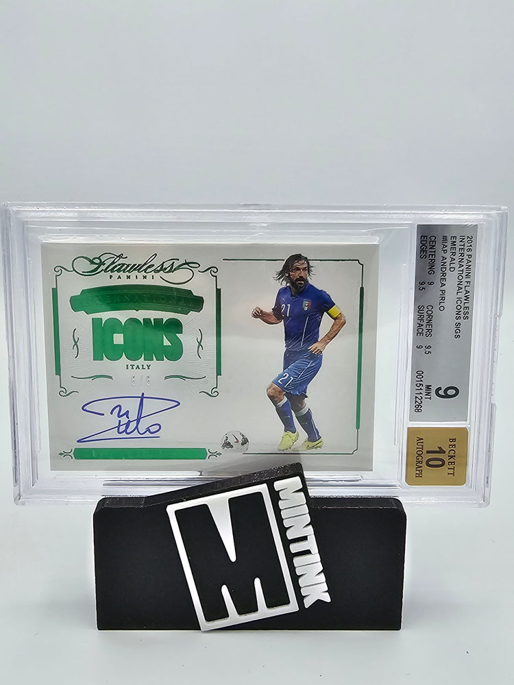 2016 Panini Flawless BGS 9 Andrea Pirlo International Icons Sig. Emerald 5/5 